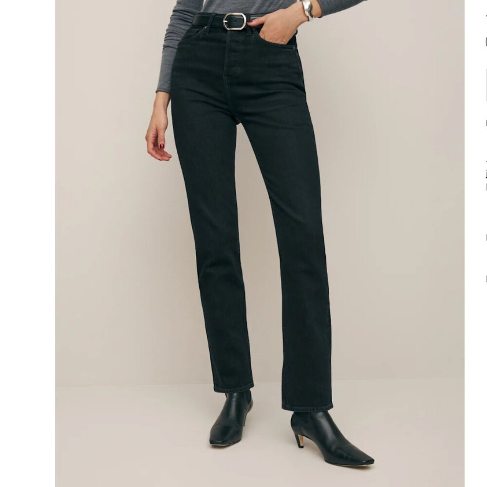 Reformation Cynthia Stretch High Rise Straight Jeans, Vana, 25